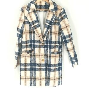 GYK Khaki Plaid Coat Size Large